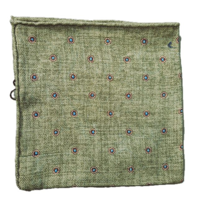 Rosi Collection green silk pocket square