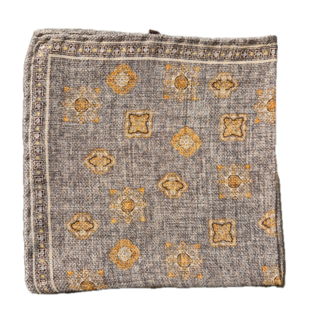 Rosi Collection grey geometric silk pocket square