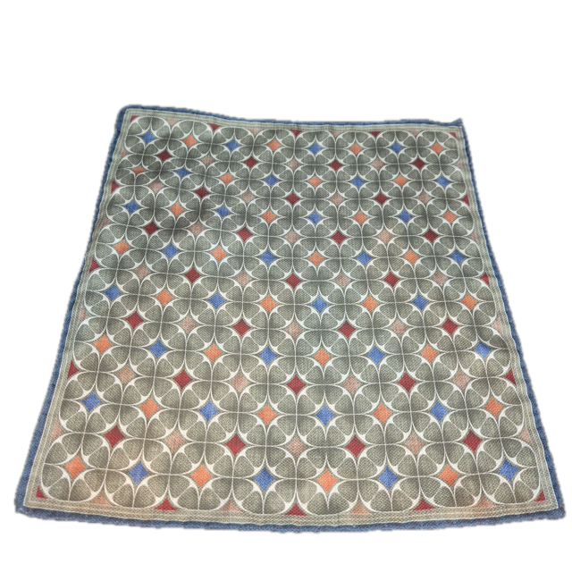 Rosi Collection Green multi colour geometric silk pocket square