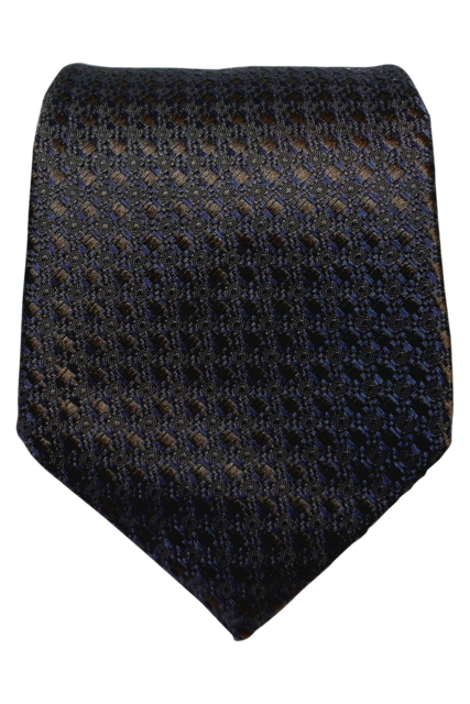 Toledo Navy and brown seven-fold silk tie