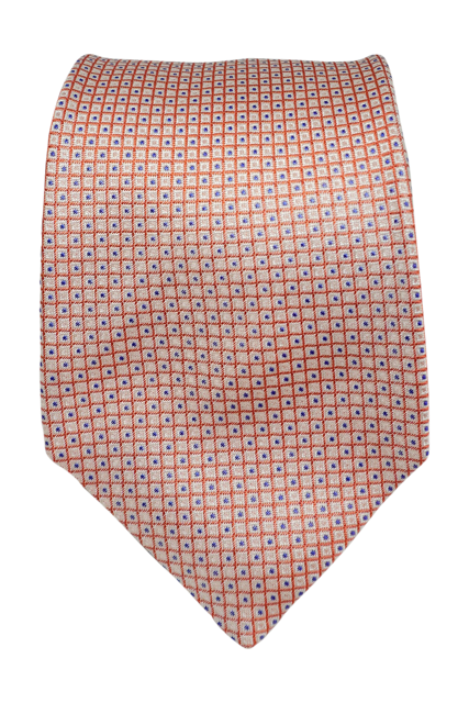 Nisida orange and blue mini check seven-fold silk tie