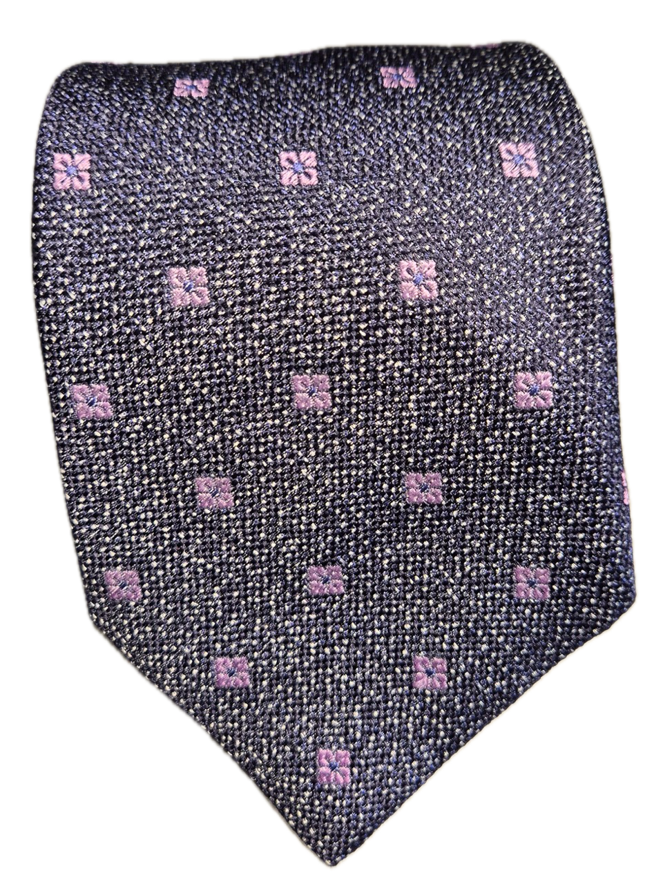 Lungomare Navy and Lilac mini floral silk tie