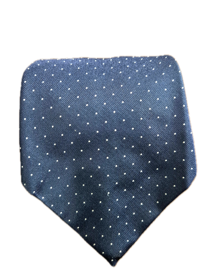 Travetto Navy and white pin dot seven-fold silk tie