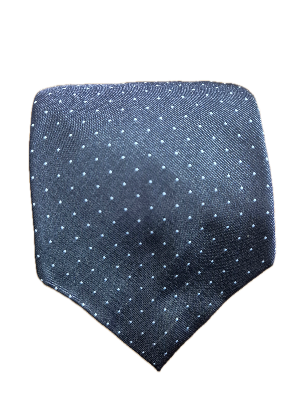 Travetto Navy and sky blue pin dot seven-fold silk tie