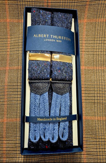 Albert Thurston Navy Donegal Tweed braces