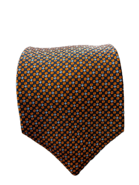 Taormina Navy and Orange silk tie