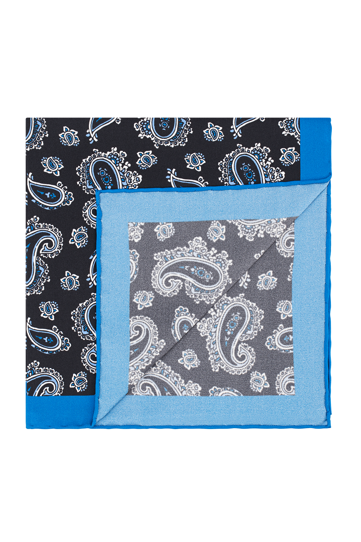 Trevi Navy and blue Paisley silk pocket square