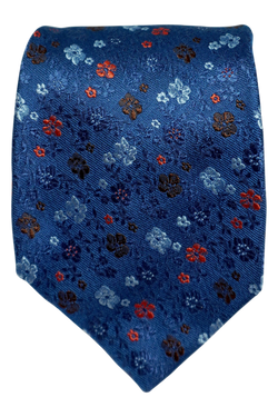 Leo Navy floral seven-fold silk tie
