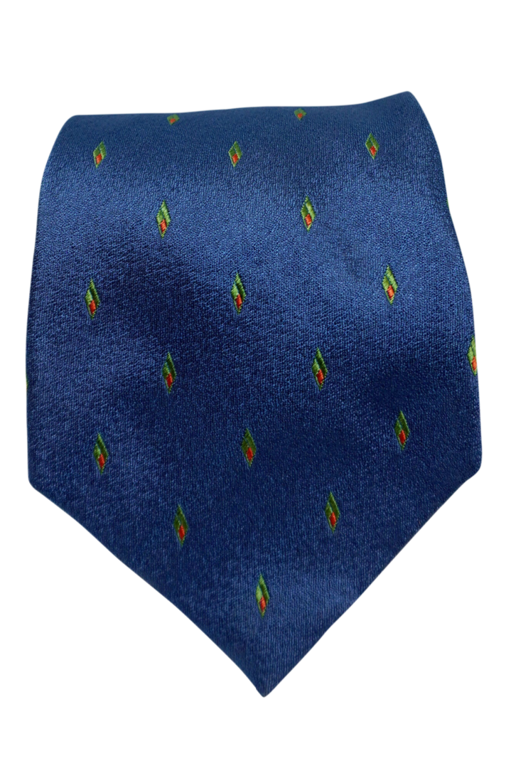 Atrani Navy and green seven-fold silk tie