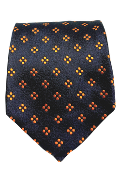 Pastori Navy and Orange seven-fold silk tie