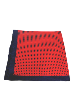 Polignano Navy and red polka dot silk pocket square