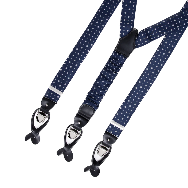 Serà Fine Silk Navy blue and white silk suspenders