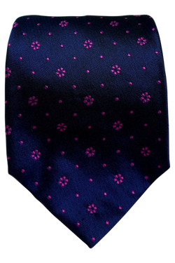Vesuvio Navy Floral Seven-fold silk tie