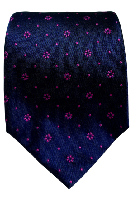 Vesuvio Navy Floral Seven-fold silk tie