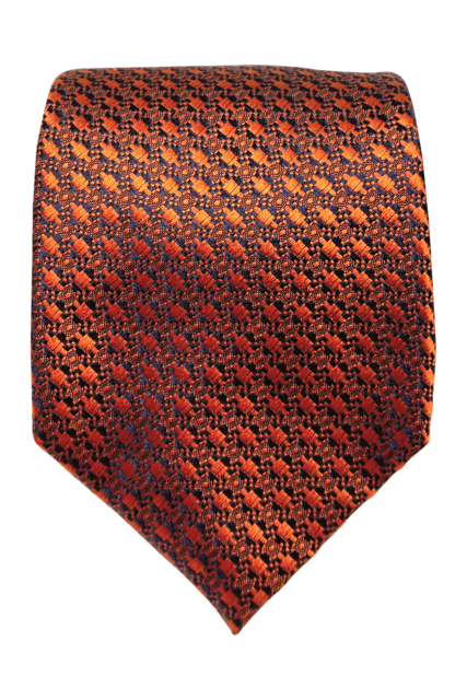 Manzoni Orange and navy seven-fold silk tie