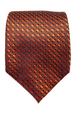 Manzoni Orange and navy seven-fold silk tie