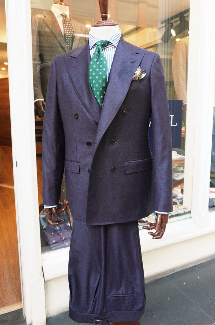 Chiaia Navy Glen Check Double Breasted suit