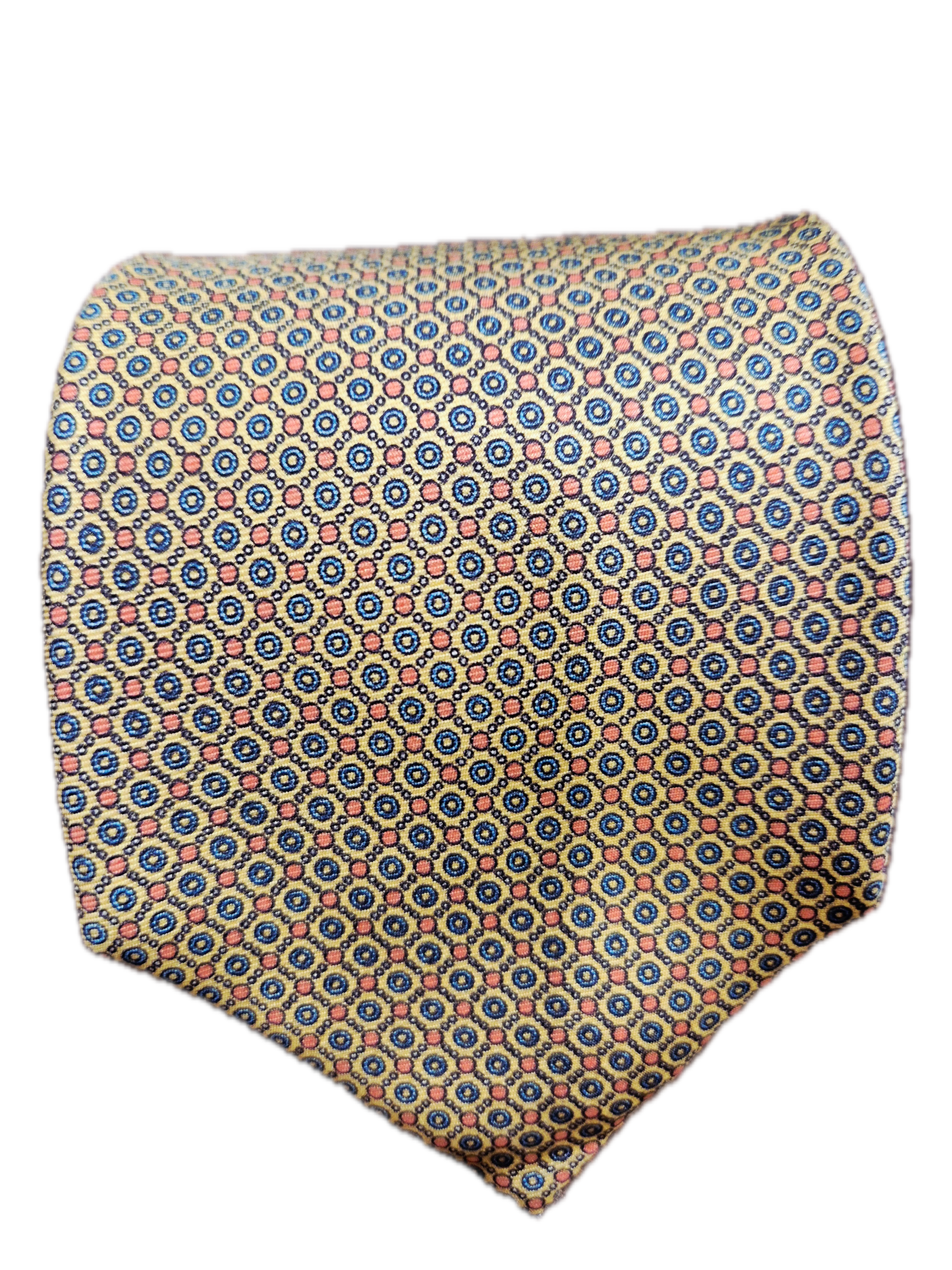 Vomero pink and cream chain link seven-fold silk tie