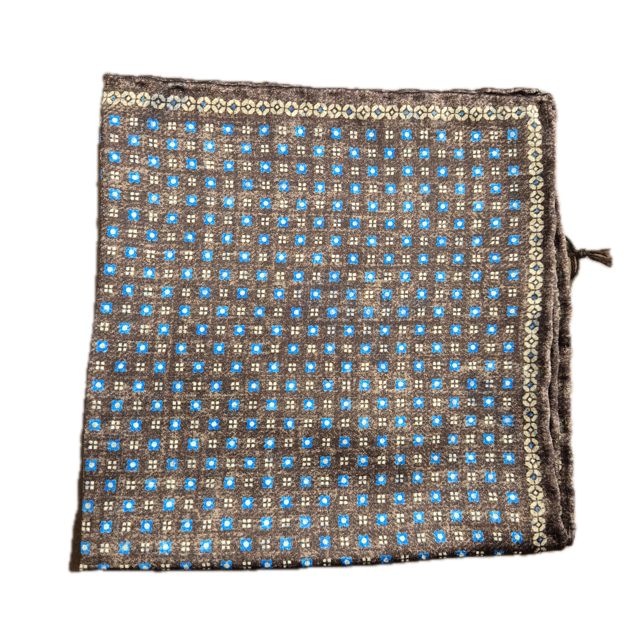 Rosi Collection Brown mini Floral and Paisley silk pocket square