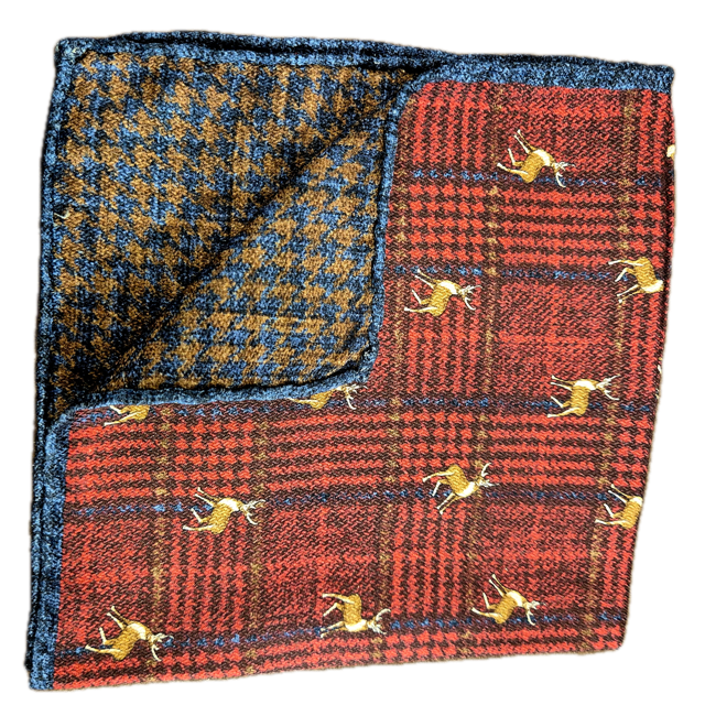 Rosi Collection Burgundy Deer silk pocket square