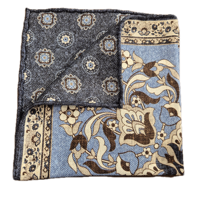 Rosi Collection Blue n12 silk pocket square