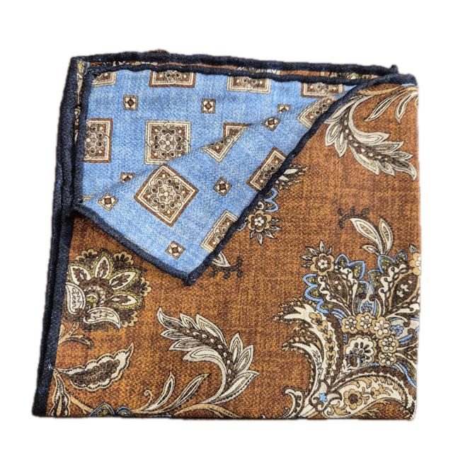Rosi Collection Brown n5 silk pocket square