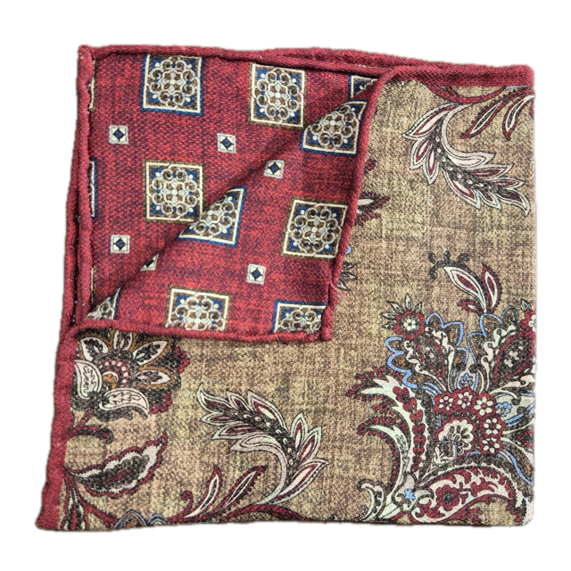 Rosi Collection Burgundy Brown n7 silk pocket square