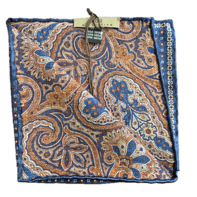 Rosi Collection Navy mini Floral and Paisley silk pocket square