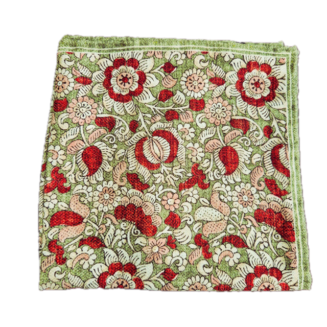 Rosi Collection Green Floral silk pocket square
