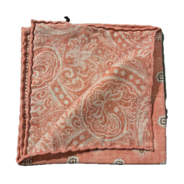 Rosi Collection Coral geometric silk pocket square