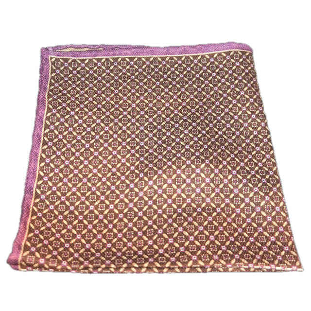 Rosi Collection Purple and Cream silk pocket square