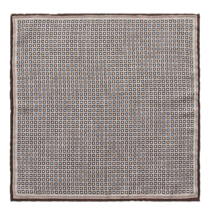 Rosi Collection Brown Paisley Double sided silk pocket square