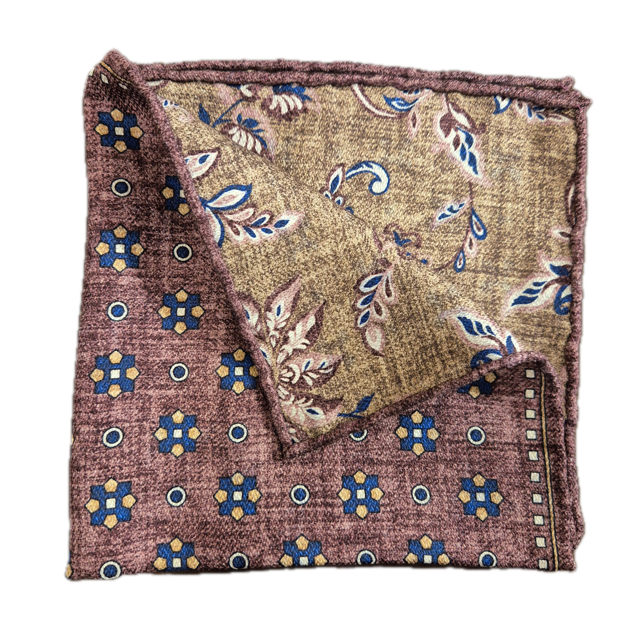 Rosi Collection Purple plum and Cream silk pocket square