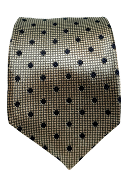 Pignasecca silver and navy seven-fold silk tie