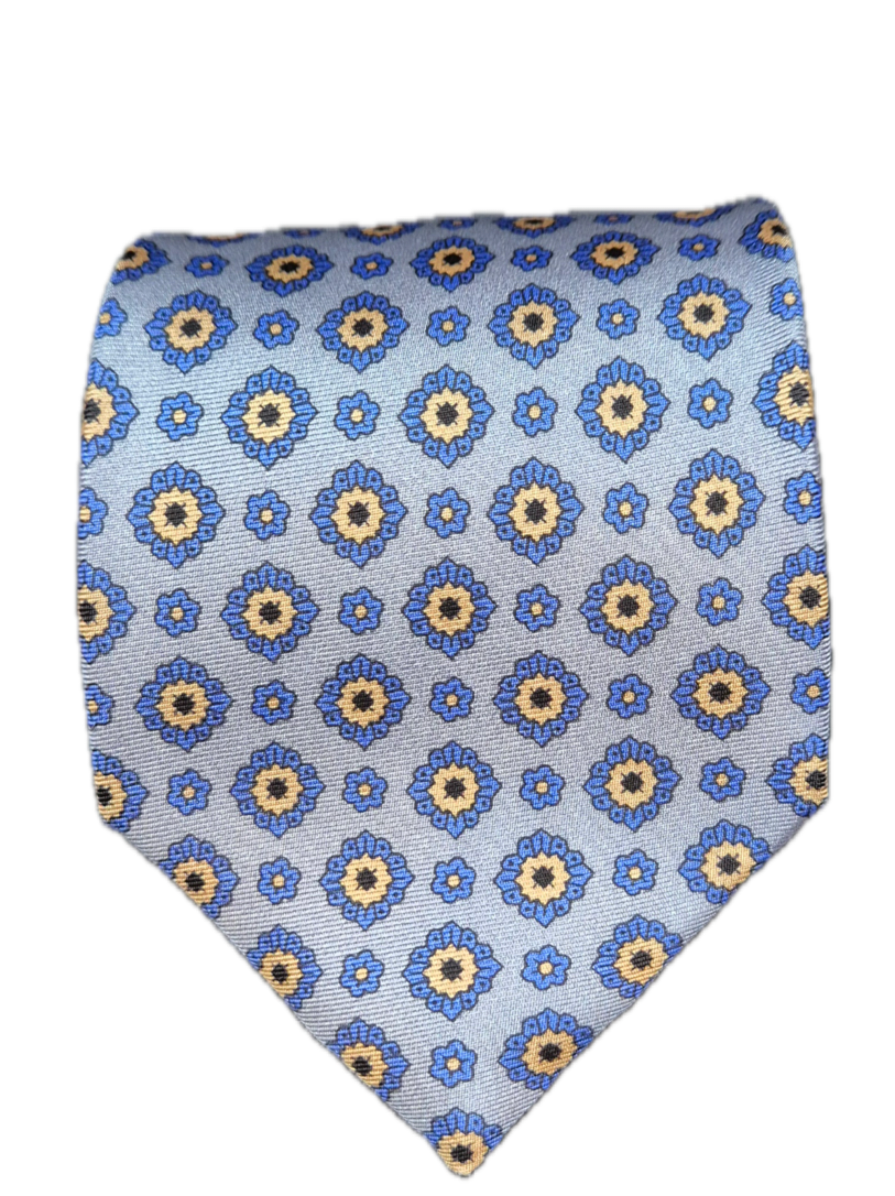 Fiorita Sky Blue floral Seven-fold silk tie