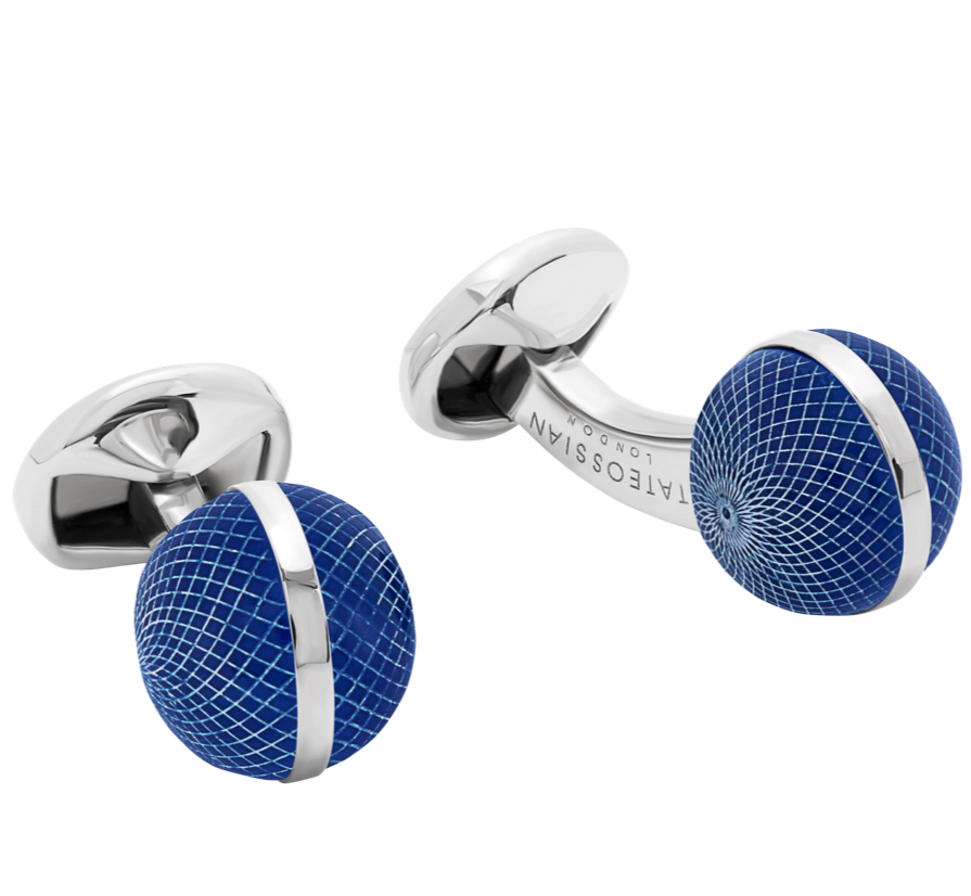 Tateossian Guilloche sphere with lapis blue cufflinks