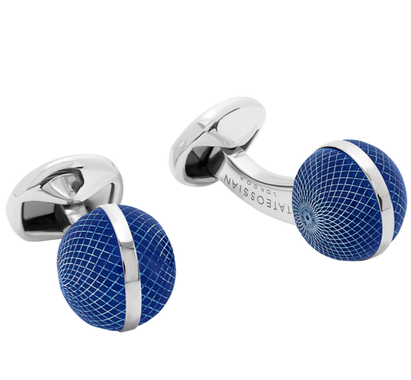 Tateossian Guilloche sphere with lapis blue cufflinks