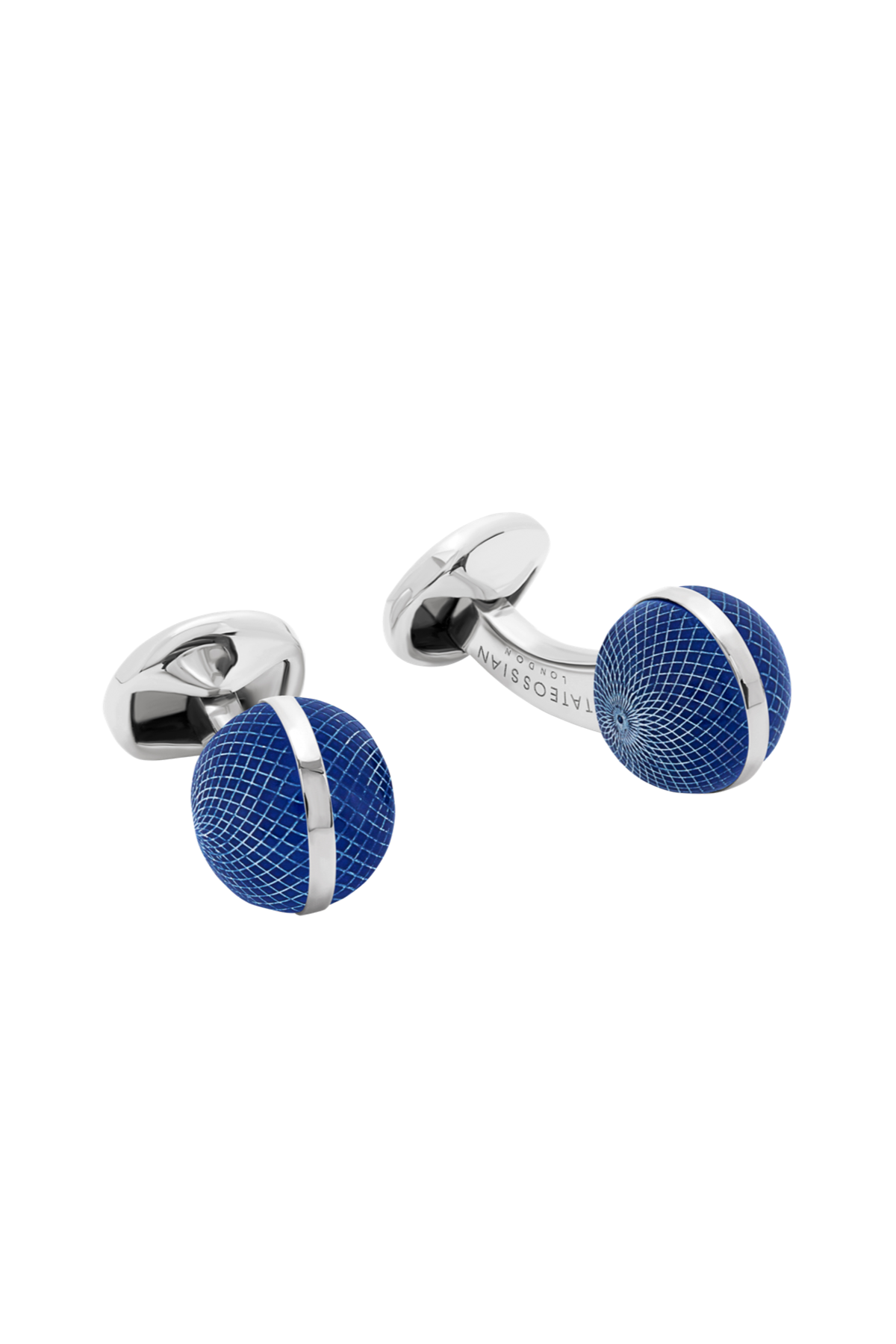 Tateossian Guilloche sphere with lapis blue cufflinks