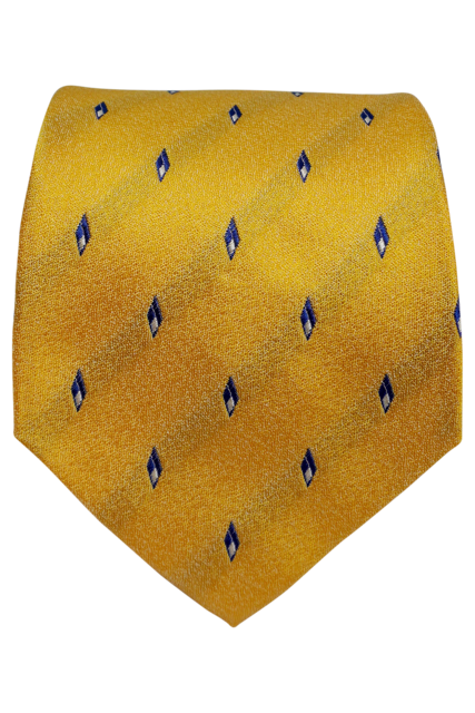 Cesare Yellow and navy seven-fold silk tie