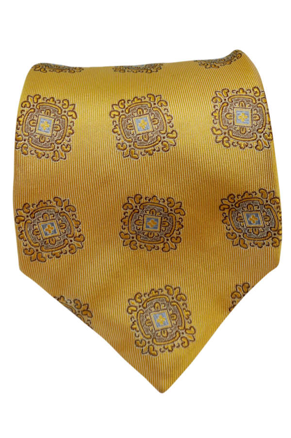 Rione Yellow seven-fold silk tie