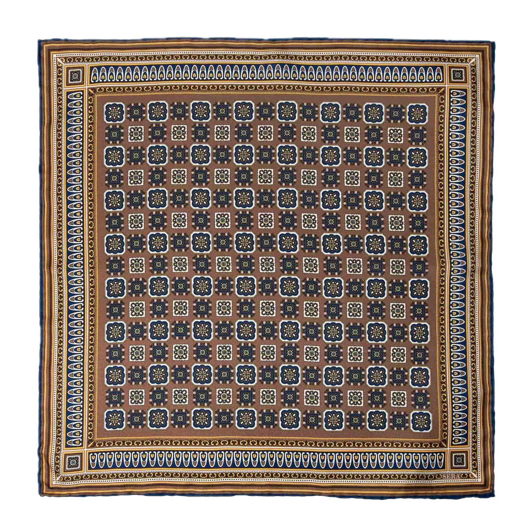 Serà Fine Silk Como Brown Silk Pocket Square