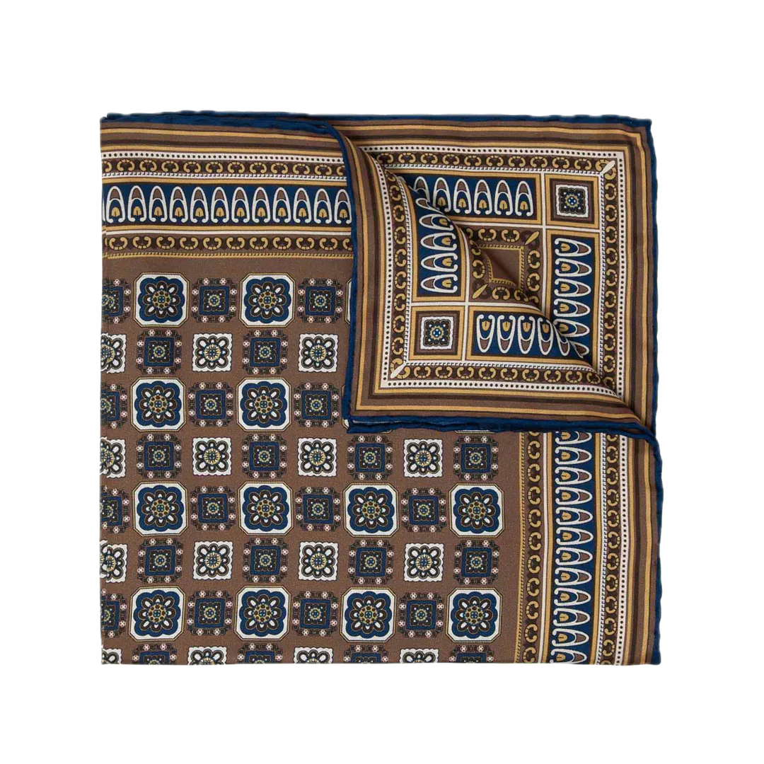 Serà Fine Silk Como Brown Silk Pocket Square