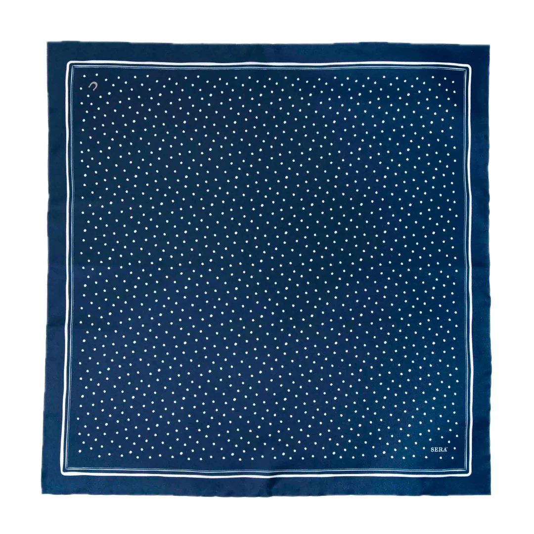 Serà Fine Silk Horseshoe Navy silk pocket square
