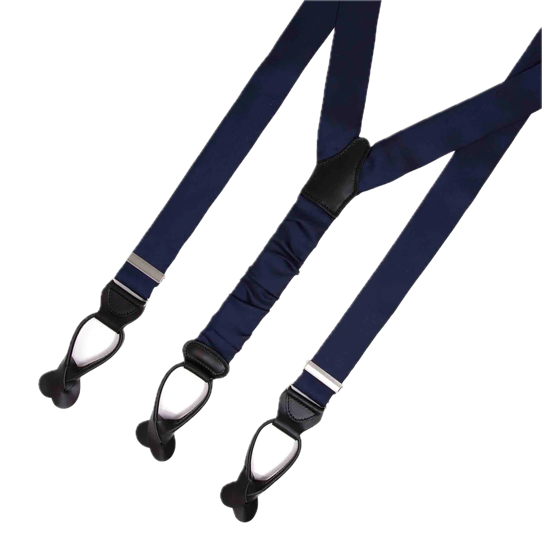 Serà Fine Silk Navy Blue silk suspenders