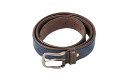 The Arno belt is stylish, modern and made from a soft brown Italian leather and navy suede stitched over the top, then finished with a silver buckle.  