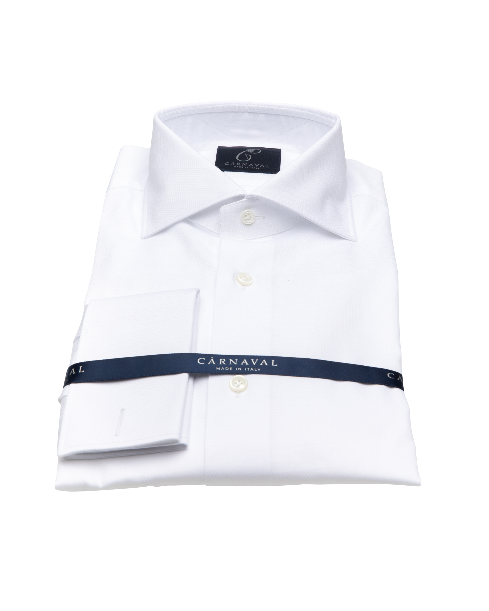 Crunch the numbers in this vibrant honeycomb weave white French cuff men's shirt. Cut in a contemporary fit, for versatility.