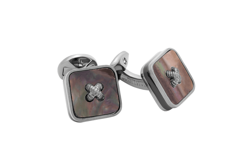 Tateossian button paragon with black mother of pearl cufflinks