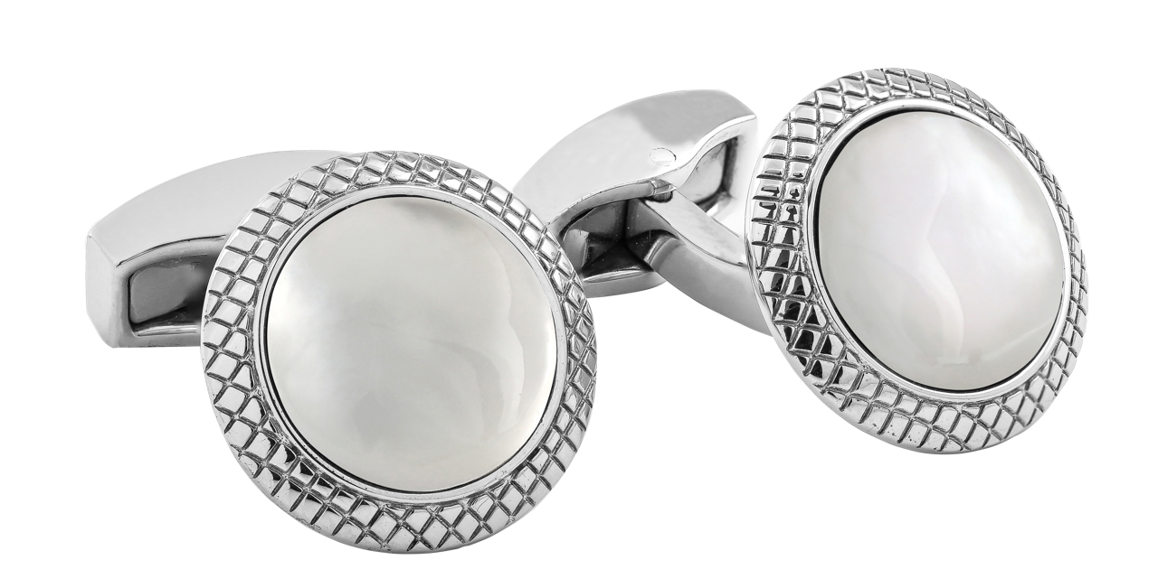 Tateossian white mother of pearl bullseye cufflinks