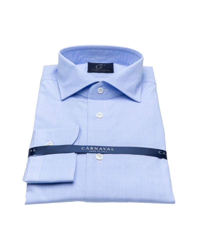 Mergellina blue check, ideal for both weekend wear or to be worn under your favourite Càrnaval suit. Made in Italy, and feature handmade collars, armholes as well as button and gussett attachments.