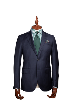The Phillip navy men's suit is made in Italy, it features a half-canvassed construction with soft shoulders and subtle, natural lustre.